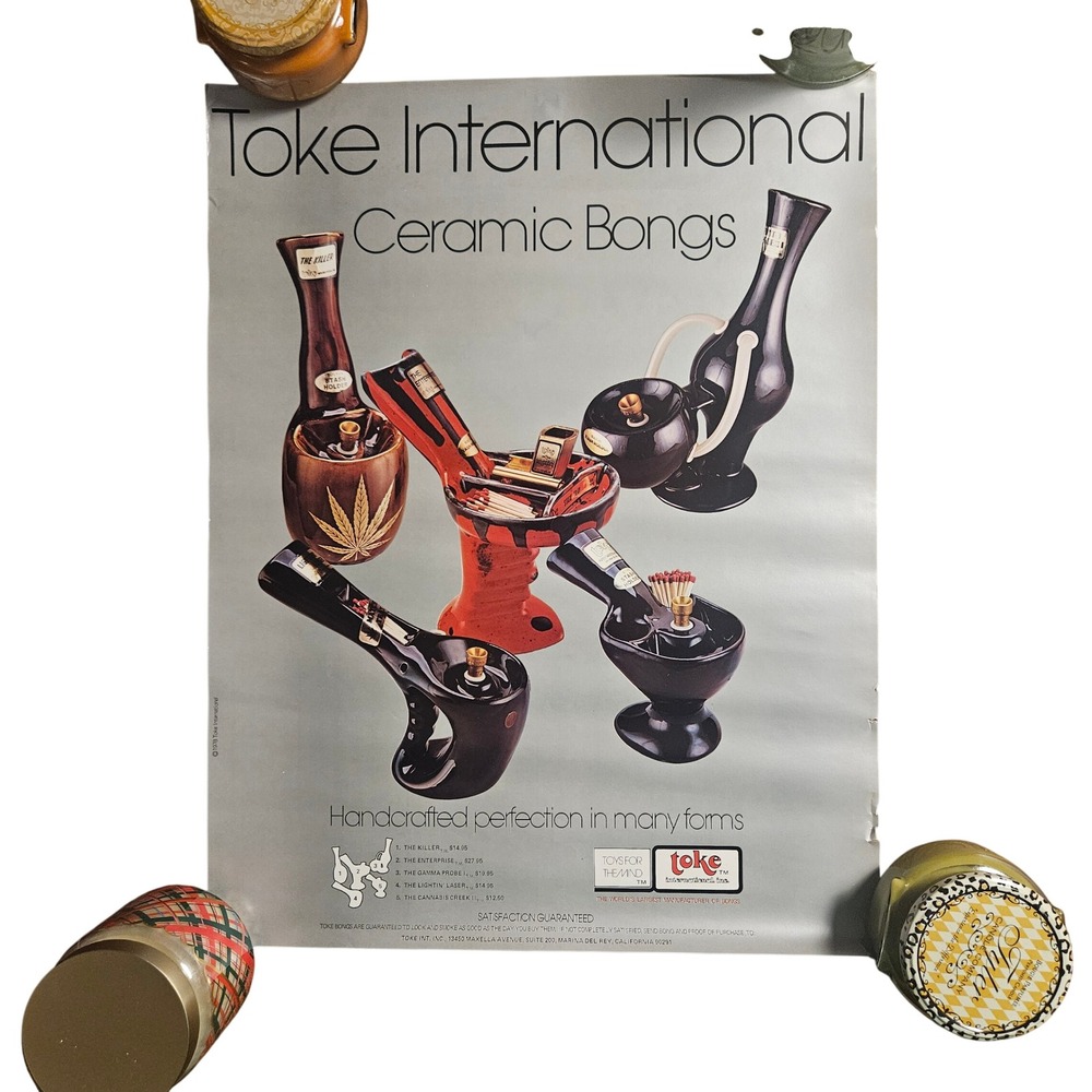 Vintage 1978 Toke International Ceramic‎ Bongs 17x22 Promo Poster Art Advert